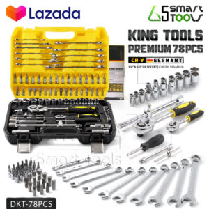 DELTON King Tools ชุดเครื่องมือ ประแจ ชุดบล็อก 78 ชิ้น ขนาด 1/2 นิ้ว (4 หุน) และ 1/4 นิ้ว (2หุน) ชุดประแจ ลูกบล็อก บล็อก ไขควง KING TOOLS SERIES ผลิตจากเหล็ก CR-V Chrome Vanadium แท้ รุ่น DKT-78PCS