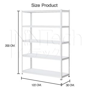 InnTech Warehouse Shelf ชั้นวางของ ชั้นเหล็กฉาก ชั้นวางสินค้า ชั้นเหล็กวางสินค้า ชั้นเหล็ก ชั้นวางหนังสือ ชั้นวางของอเนกประสงค์ 5 ชั้น สูง 2 เมตร แผ่นไม้ MDF รับน้ำหนักได้สูงถึง 300 กก. มีให้เลือก 2 สี ขาว / ดำ